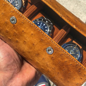 Watch Box - Galata Ostrish Honey Brown-4-Le Remontoir