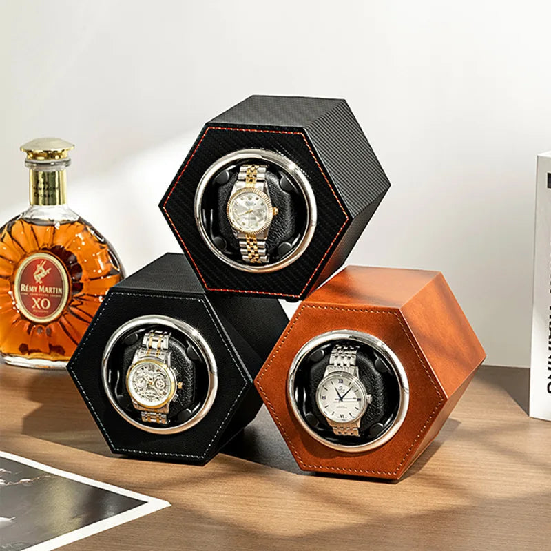 Hexagonal Carbon Watch Winder for American Audience-2-Le Remontoir
