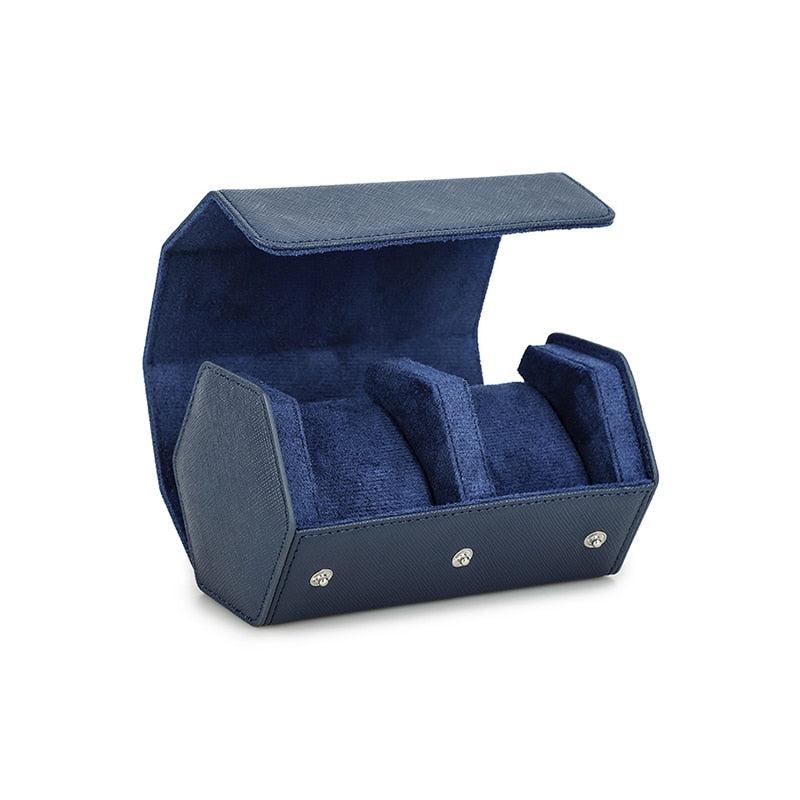 Hexagonal Duo Watch Case in Klein Blue Leather-2-Le Remontoir