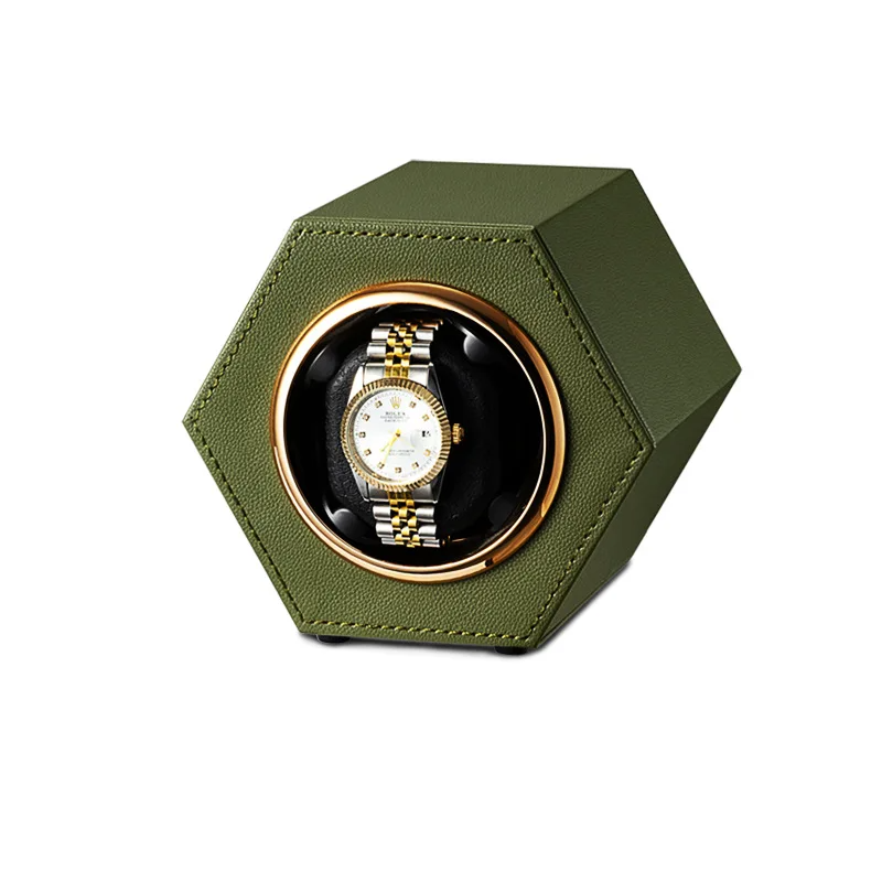 Hexagonal Khaki Watch Winder for American Audience-1-Le Remontoir