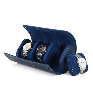 Klein Blue Leather Trio Watch Case-2-Le Remontoir