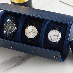 Klein Blue Leather Trio Watch Case-3-Le Remontoir