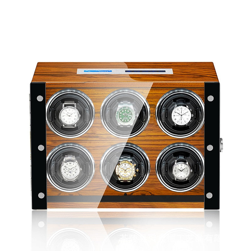 Premium Brown 6-Slot Watch Winder-1-Le Remontoir