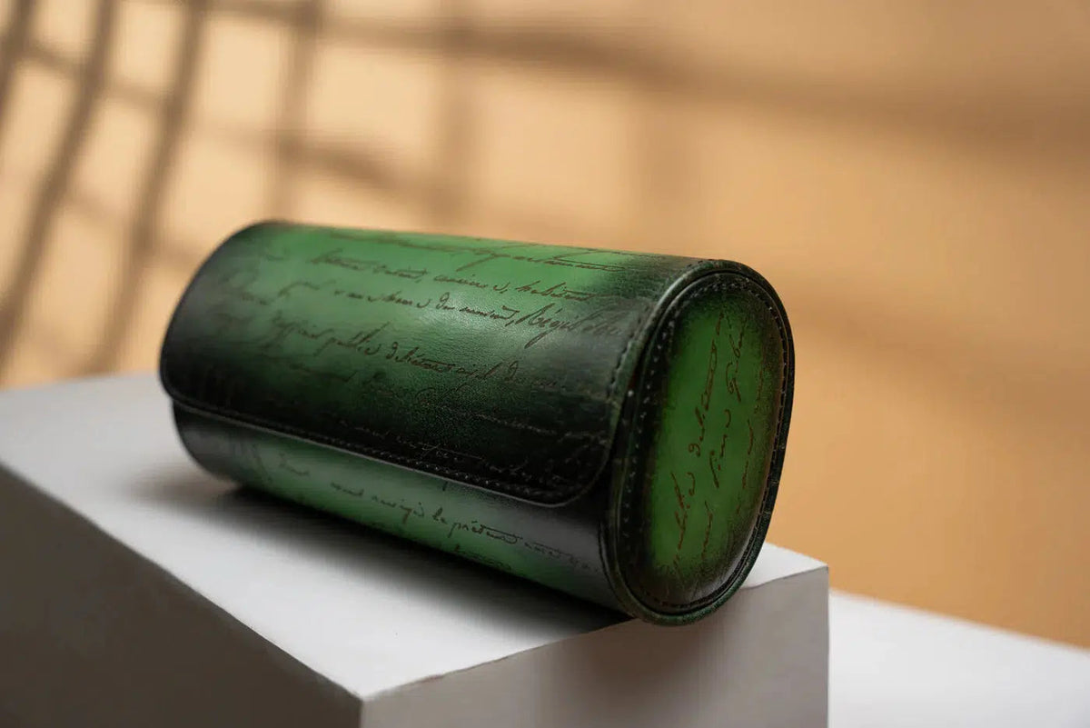 Watch Box - Galata Parchment Platinum Green-2-Le Remontoir