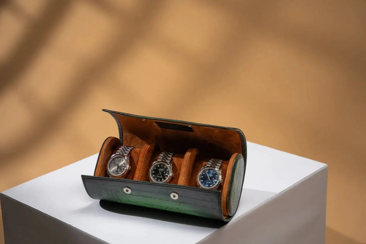 Watch Box - Galata Parchment Platinum Green-3-Le Remontoir