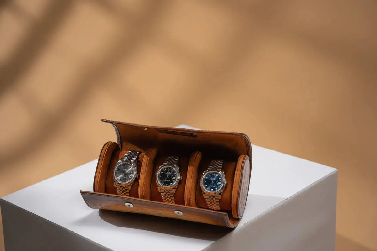 Watch Box - Galata Parchment Platinum Honey Brown-3-Le Remontoir