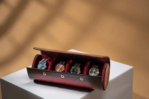 Watch Box - Galata Parchment Platinum Red-3-Le Remontoir