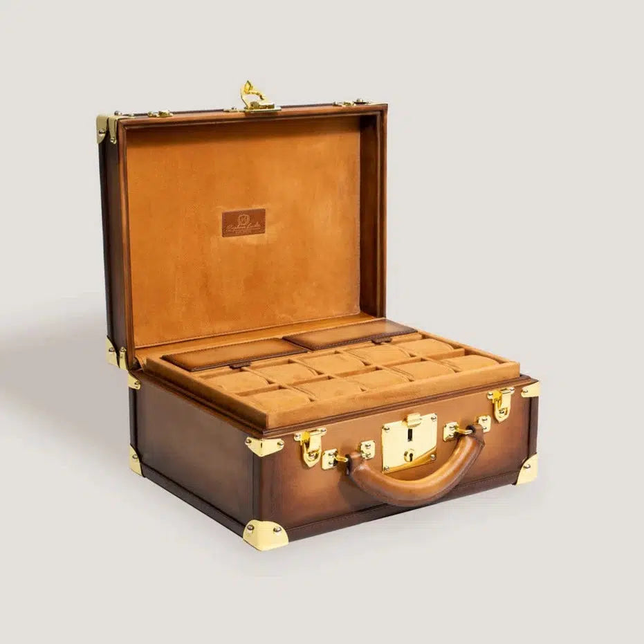 Watch Box - Honey Brown Trunk Patina-1-Le Remontoir