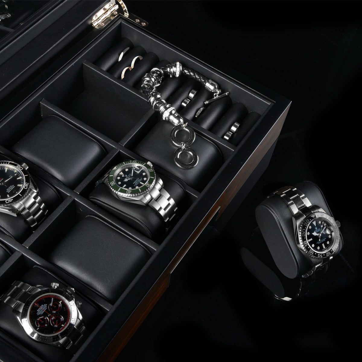 Watch Box - Monterray Black Satin-8-Le Remontoir