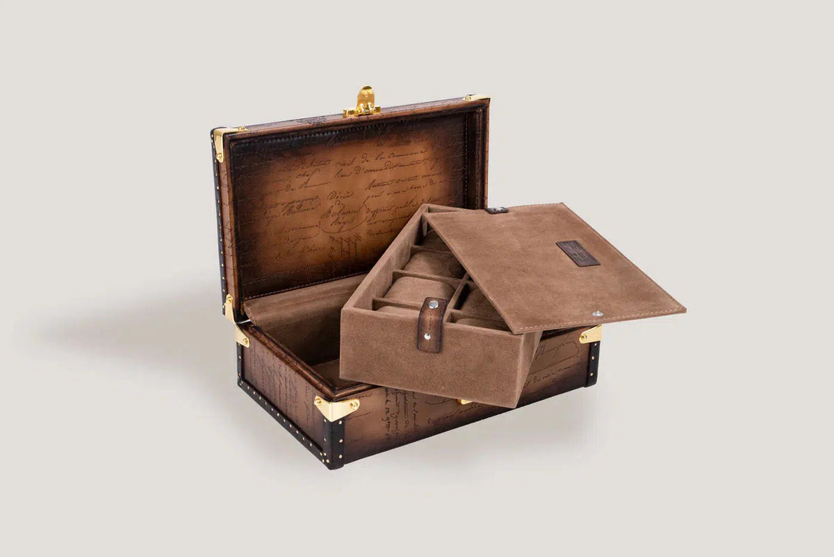 Watch Box - Petra Parchment Light Tan-2-Le Remontoir