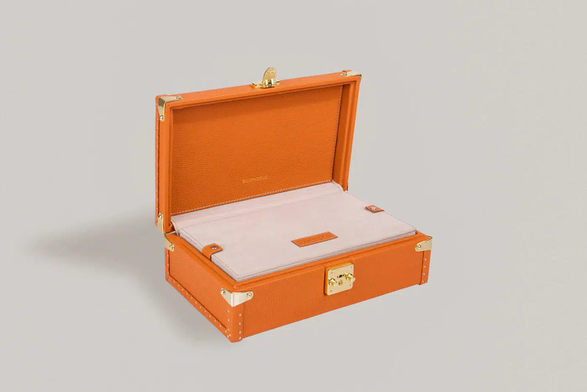 Watch Box - Petra Togo Orange-4-Le Remontoir