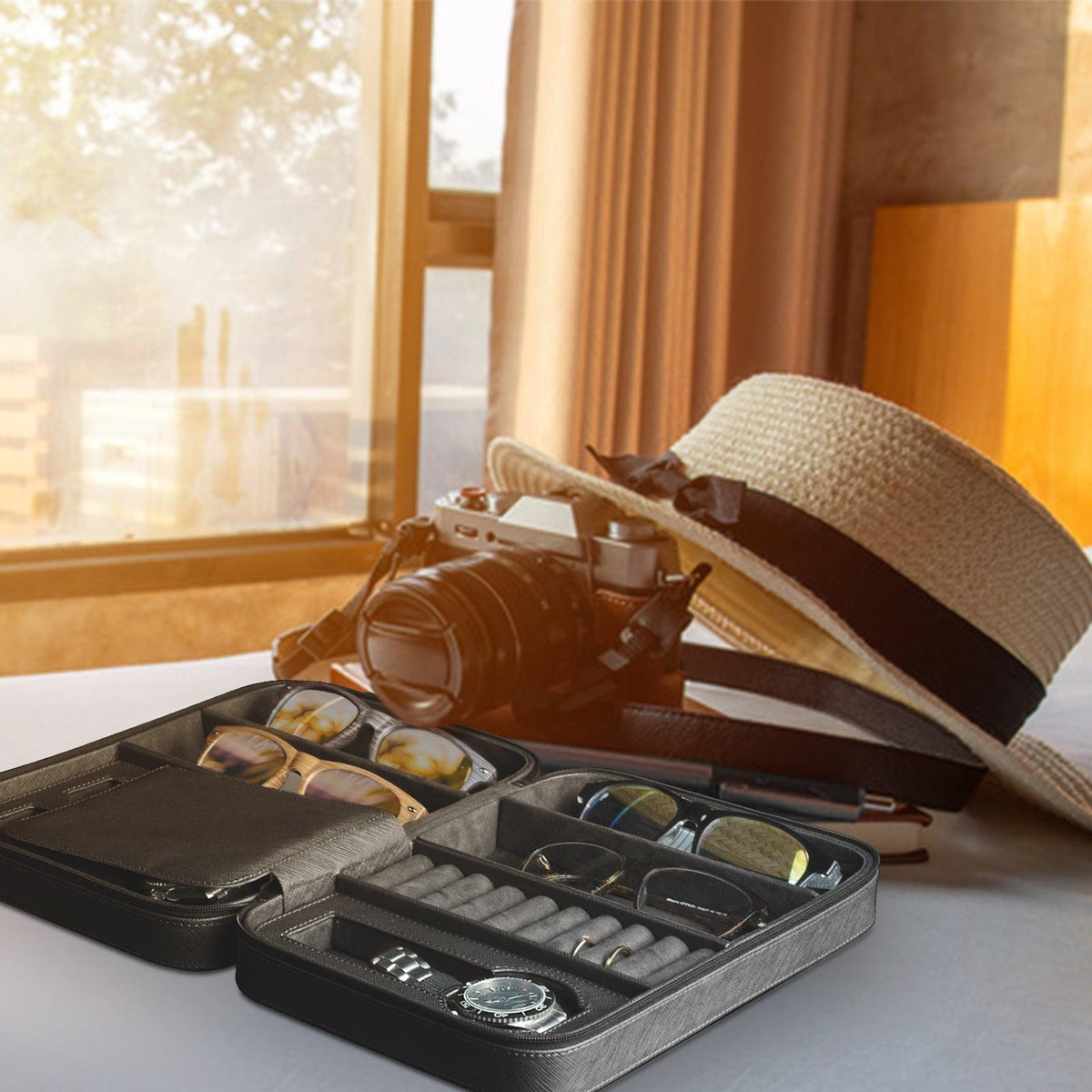 Watch Box - Saffiano Black Lifestyle-4-Le Remontoir