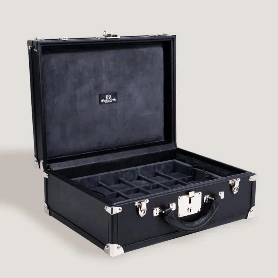 Watch Box - Safiano Black Trunk-1-Le Remontoir