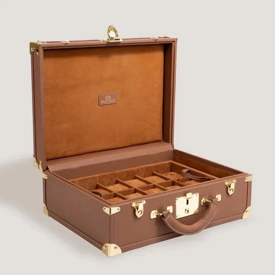 Watch Box - Safiano Camel Trunk-1-Le Remontoir