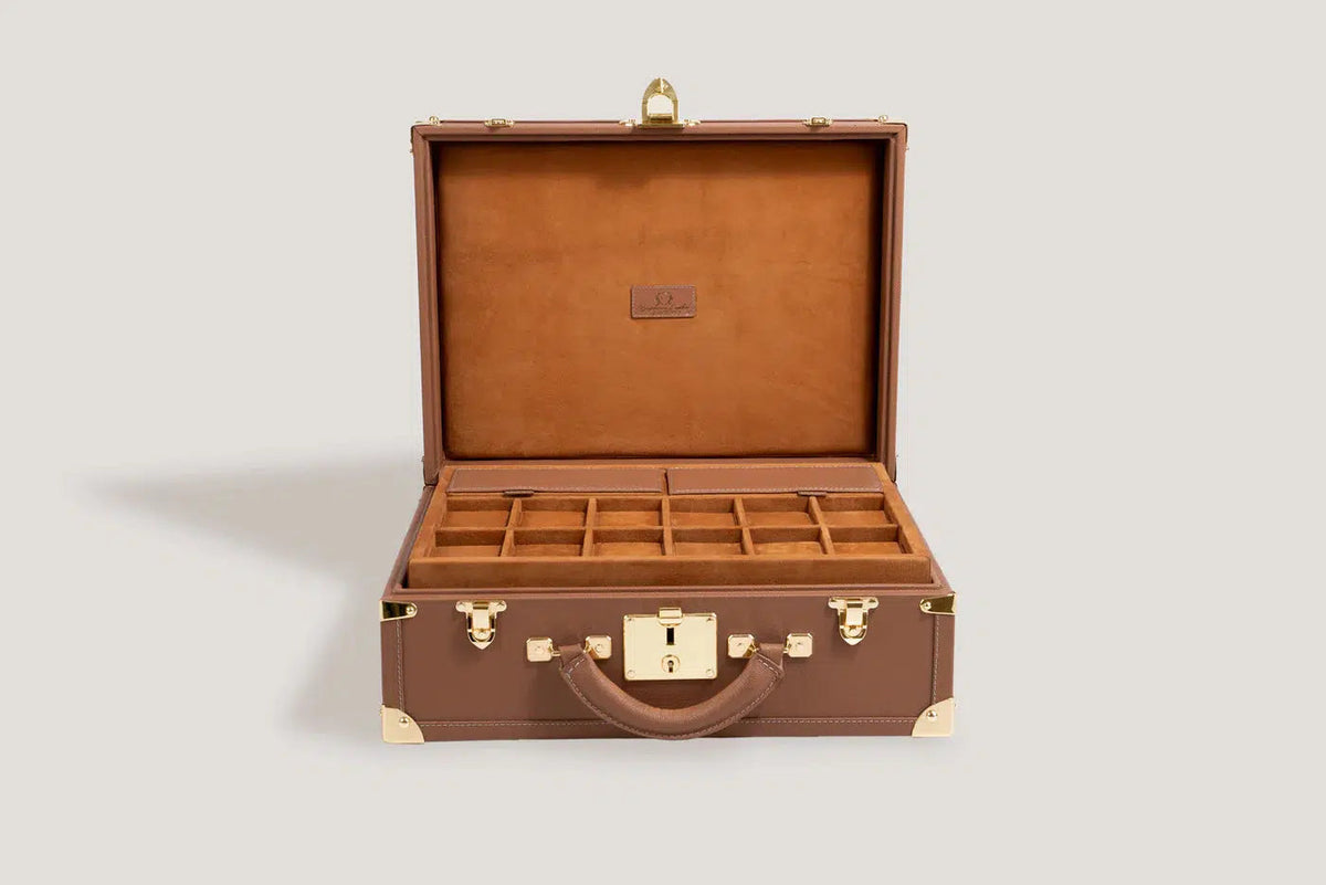 Watch Box - Safiano Camel Trunk-3-Le Remontoir