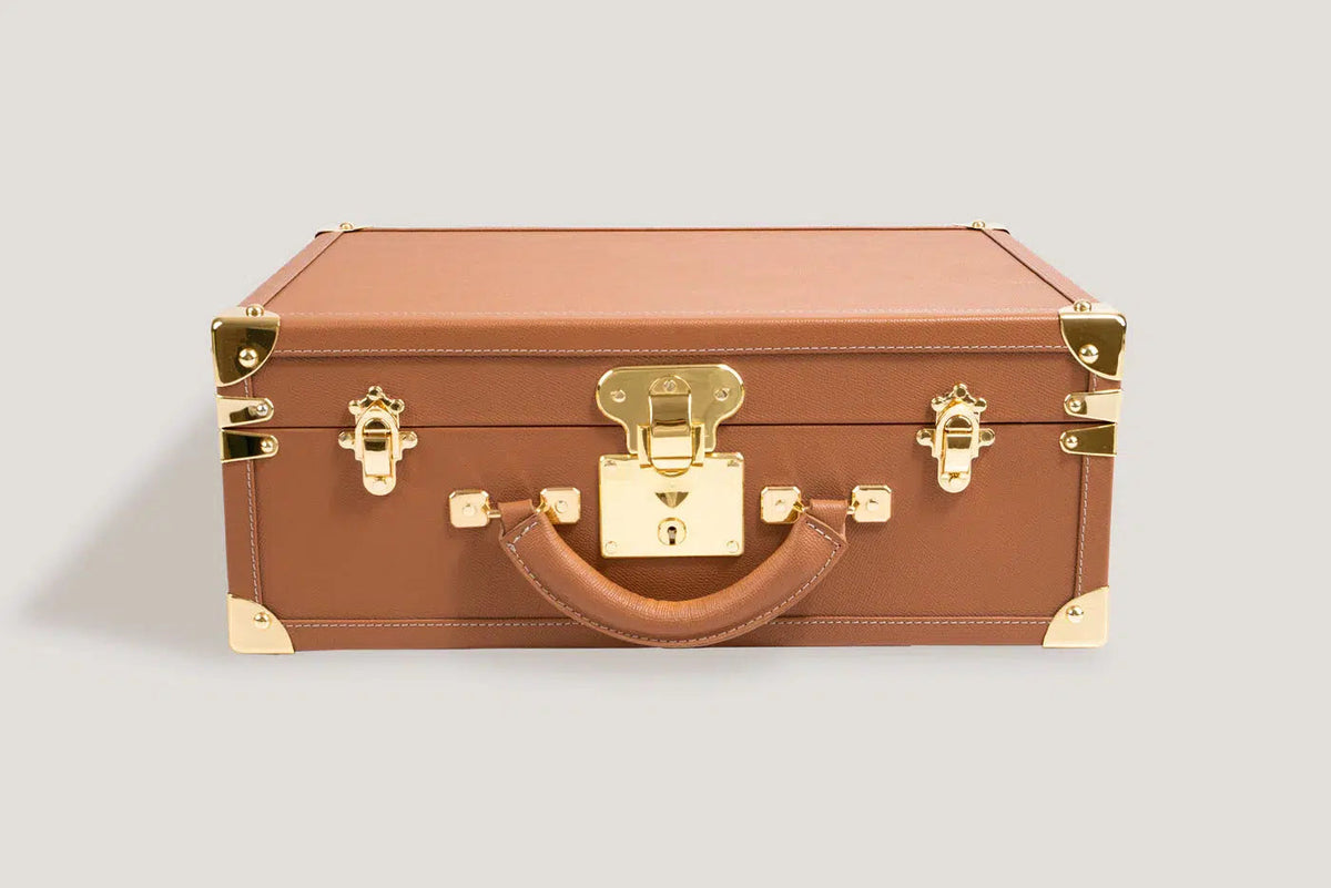 Watch Box - Safiano Camel Trunk-5-Le Remontoir