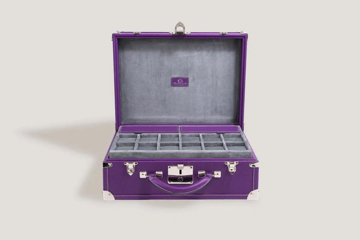 Watch Box - Safiano Purple Trunk-3-Le Remontoir