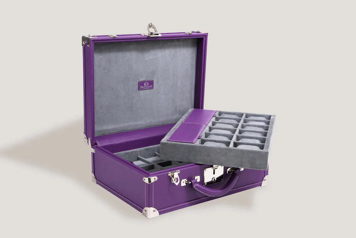 Watch Box - Safiano Purple Trunk-4-Le Remontoir