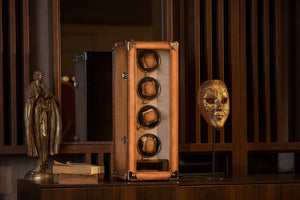 Watch Winder - Patina Honey Brown Quartet-2-Le Remontoir