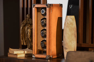 Watch Winder - Patina Honey Brown Quartet-3-Le Remontoir