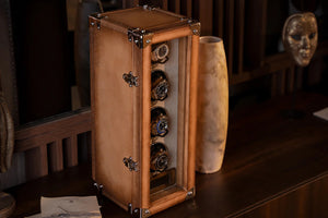 Watch Winder - Patina Honey Brown Quartet-6-Le Remontoir