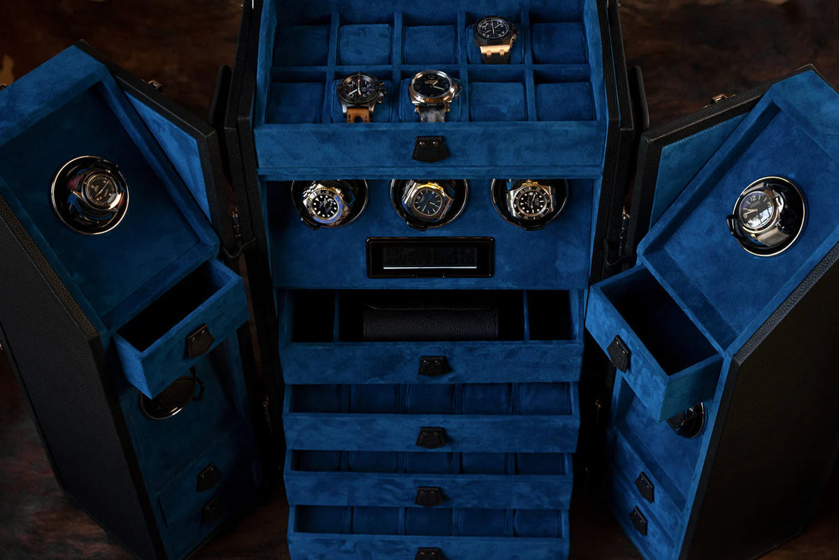 Watch Winder - Trunk Togo Black and Blue-2-Le Remontoir